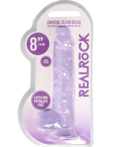 Real Rock Crystal Clear 8" Realistic Dildo With Balls (Purple)
