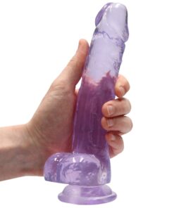 Real Rock Crystal Clear 8" Realistic Dildo With Balls (Purple)