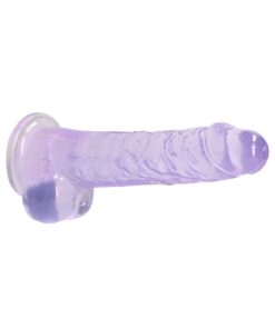 Real Rock Crystal Clear 8" Realistic Dildo With Balls (Purple)