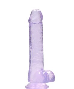 Real Rock Crystal Clear 8" Realistic Dildo With Balls (Purple)