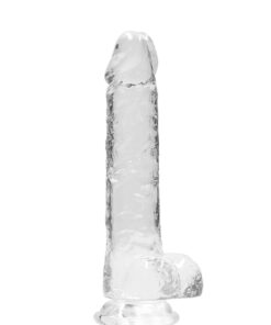 Real Rock Crystal Clear 8" Realistic Dildo With Balls (Transparent)