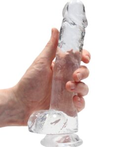 Real Rock Crystal Clear 8" Realistic Dildo With Balls (Transparent)