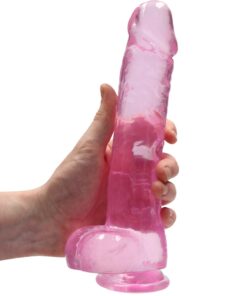 Real Rock Crystal Clear 9" Realistic Dildo With Balls (Pink)