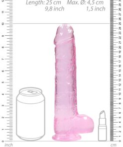 Real Rock Crystal Clear 9" Realistic Dildo With Balls (Pink)
