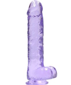Real Rock Crystal Clear 9" Realistic Dildo With Balls (Purple)