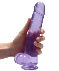 Real Rock Crystal Clear 9" Realistic Dildo With Balls (Purple)