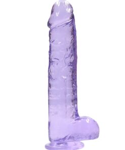 Real Rock Crystal Clear 9" Realistic Dildo With Balls (Purple)