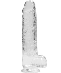 Real Rock Crystal Clear 9" Realistic Dildo With Balls (Transparent)