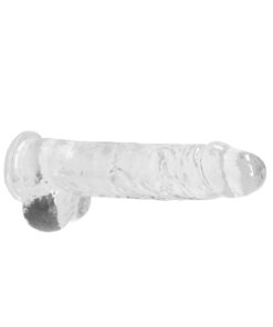 Real Rock Crystal Clear 9" Realistic Dildo With Balls (Transparent)