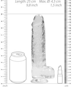 Real Rock Crystal Clear 9" Realistic Dildo With Balls (Transparent)