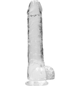 Real Rock Crystal Clear 9" Realistic Dildo With Balls (Transparent)