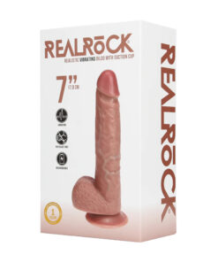 Real Rock – Vibrating Regular Straight Cock with Balls – 7 / 18 cm – Tan