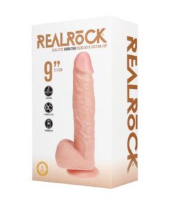 Real Rock – Vibrating Regular Straight Cock with Balls – 9 / 23 cm – Flesh