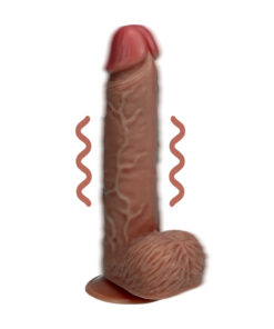 Real Rock – Vibrating Regular Straight Cock with Balls – 9 / 23 cm – Tan