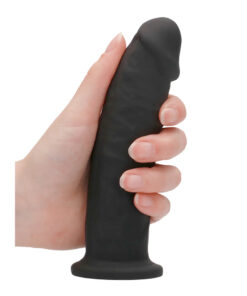 Real Rock Silicone Dildo Without Balls 6″ (Black)