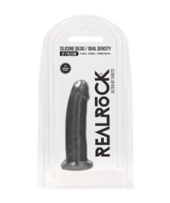 Real Rock Silicone Dildo Without Balls 6″ (Black)