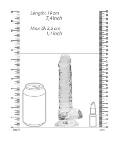 Real Rock Crystal Clear 7" Realistic Dildo With Balls (Transparent)