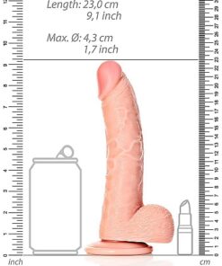 Real Rock - Curved Realistic Dildo & Balls with Suction Cup 8 inches - Skin