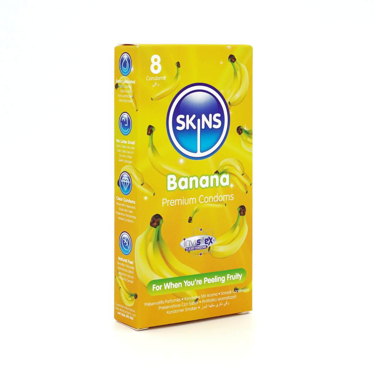 Skins Condoms Banana 8 Pack product packaging