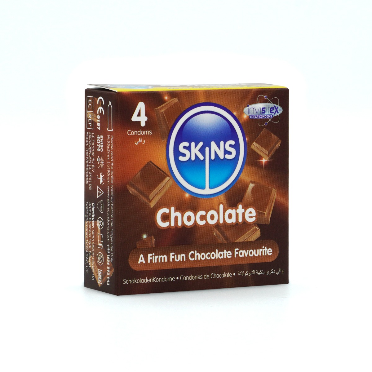 Skins Condoms Chocolate 4 Pack packaging