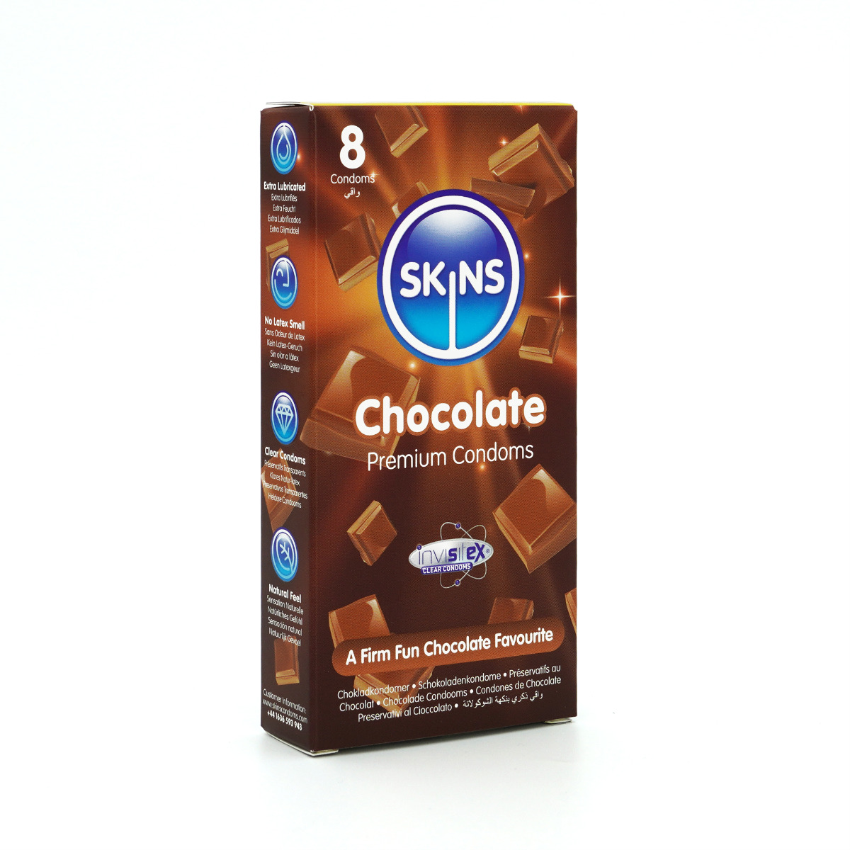 Skins Condoms Chocolate 8 Pack product packaging