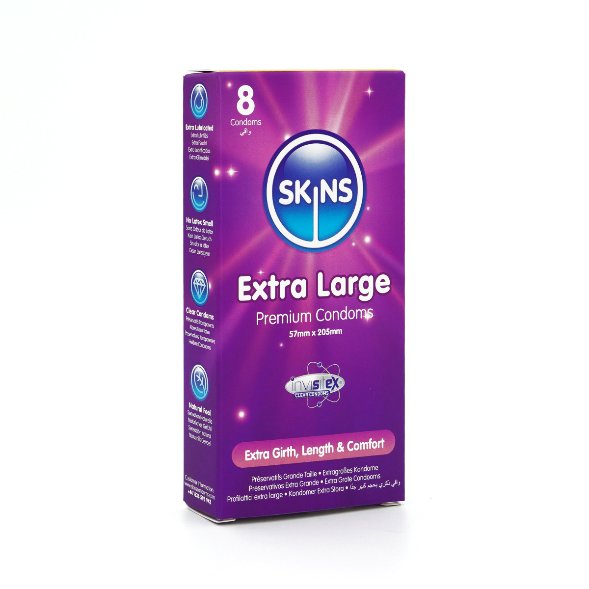 Skins Condoms Extra Large 8 Pack product packaging