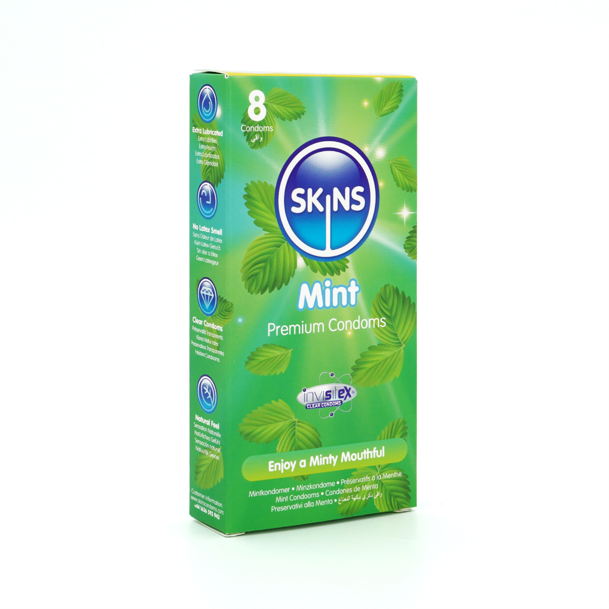 Skins Condoms Mint 8 Pack product packaging