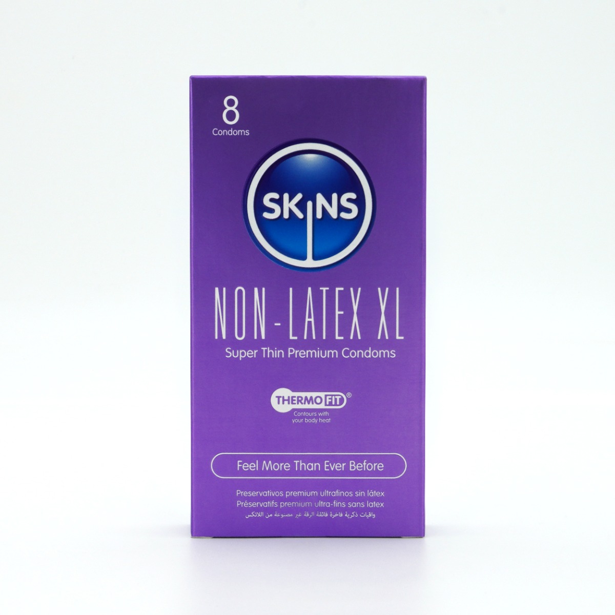 Skins Condoms Non-Latex XL 8 Pack packaging