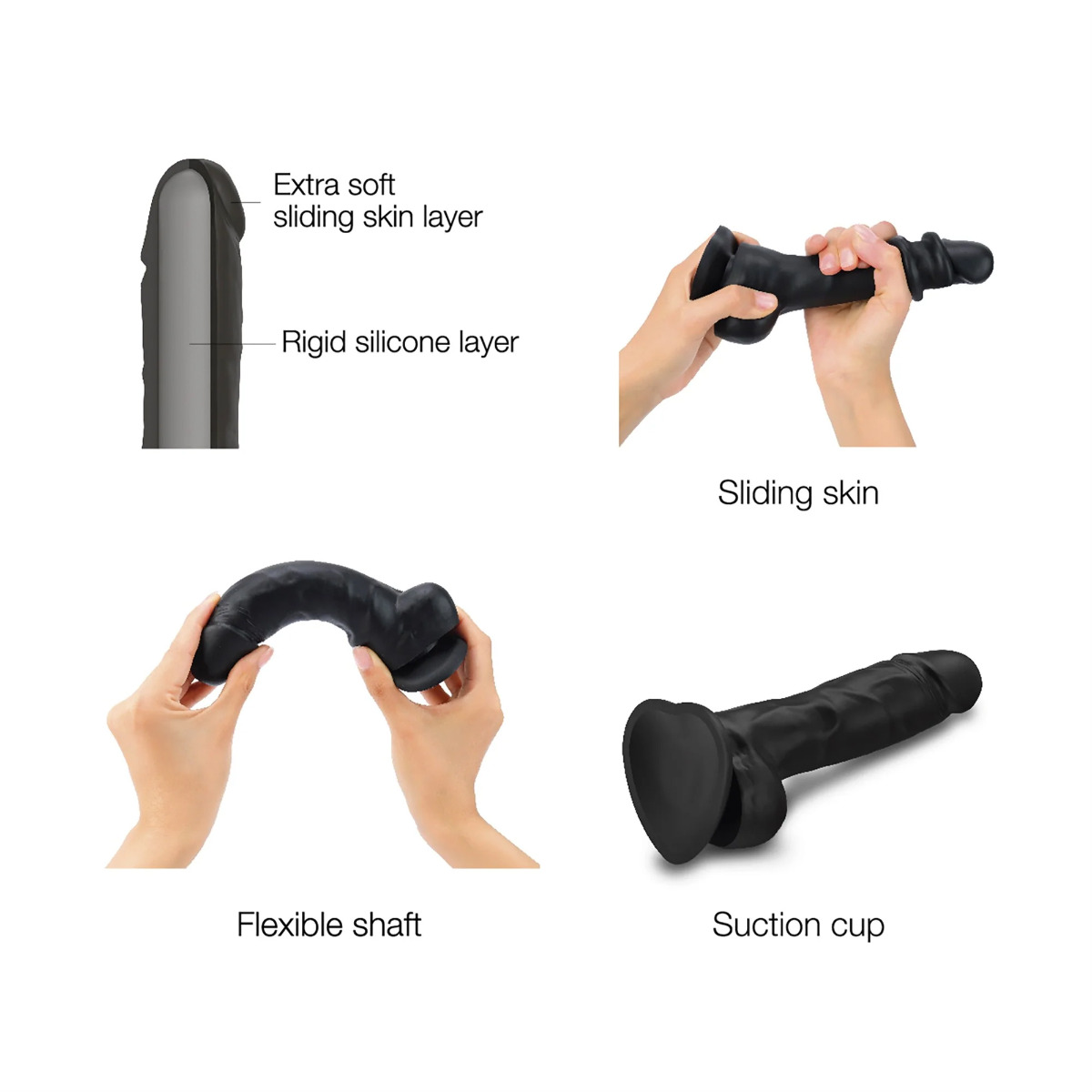 Strap On Me – Sliding Skin Realistic Dildo -Black – M