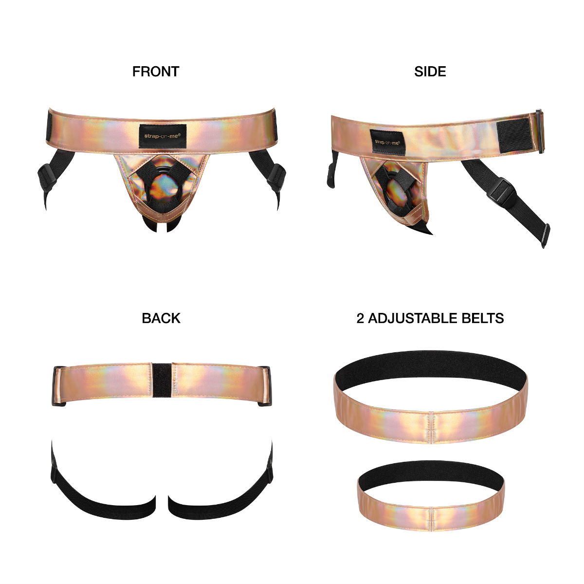 Strap On Me – Leatherette Harness Curious – Rose Gold Holographic