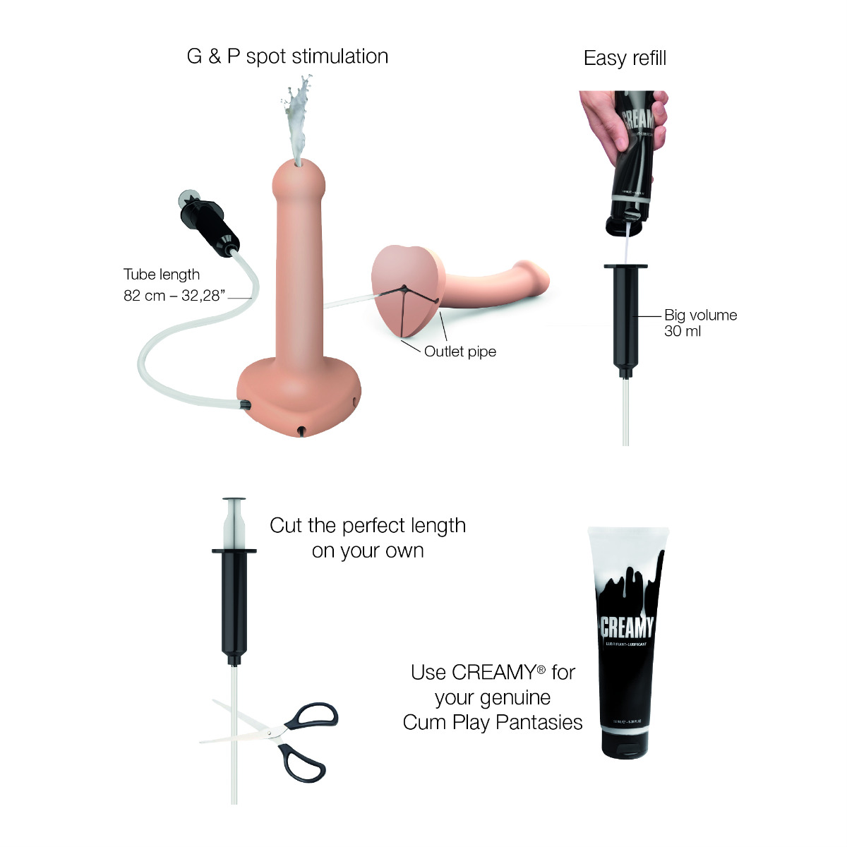 Strap On Me – Squirting Cum Dildo Semi-Realiste Vanilla – L